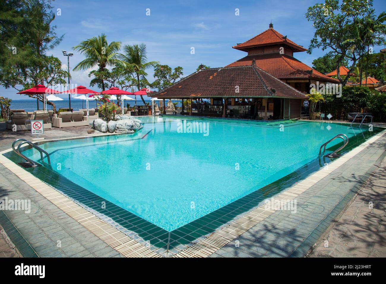 View of the swimming pool at the Griya Santrian Hotel in Sanur, Bali,  Indonesia Stock Photo - Alamy