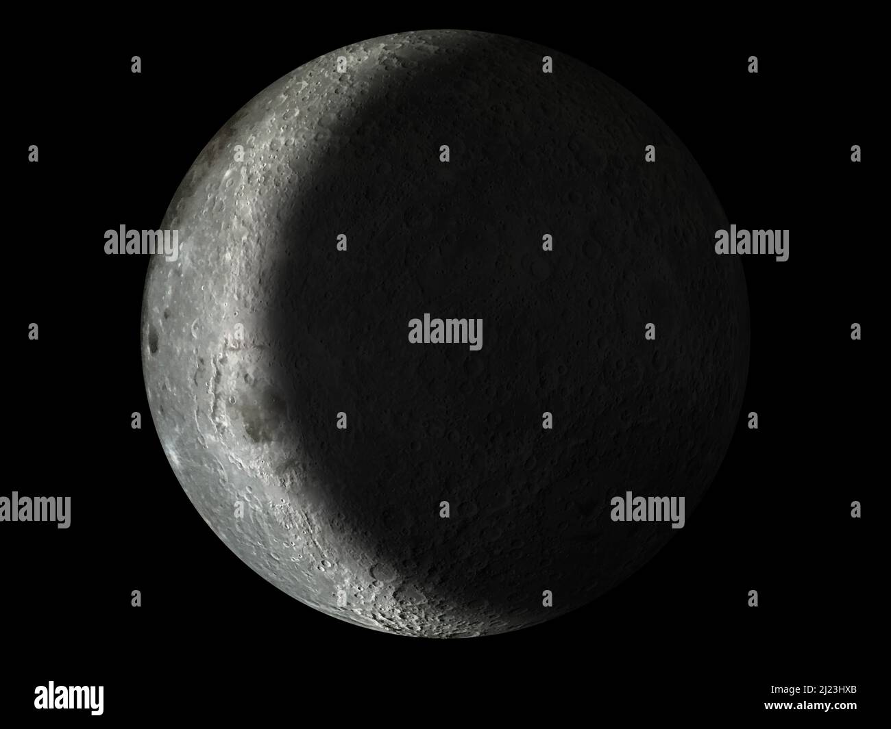Waning Crescent new moon Stock Photo