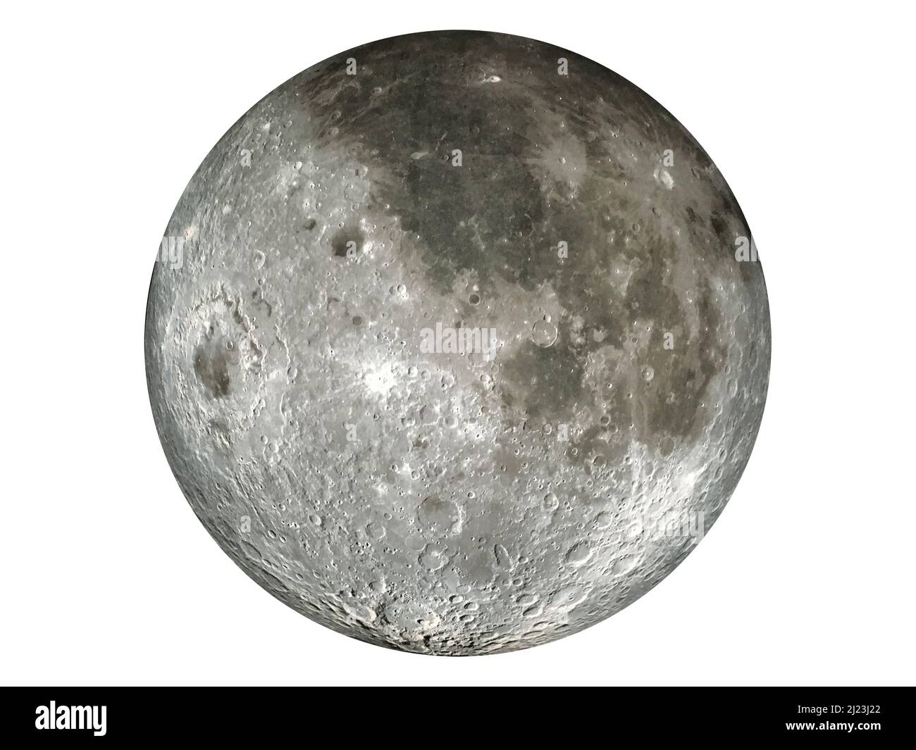 Earth's Full Moon Against a White Background Stock Photo