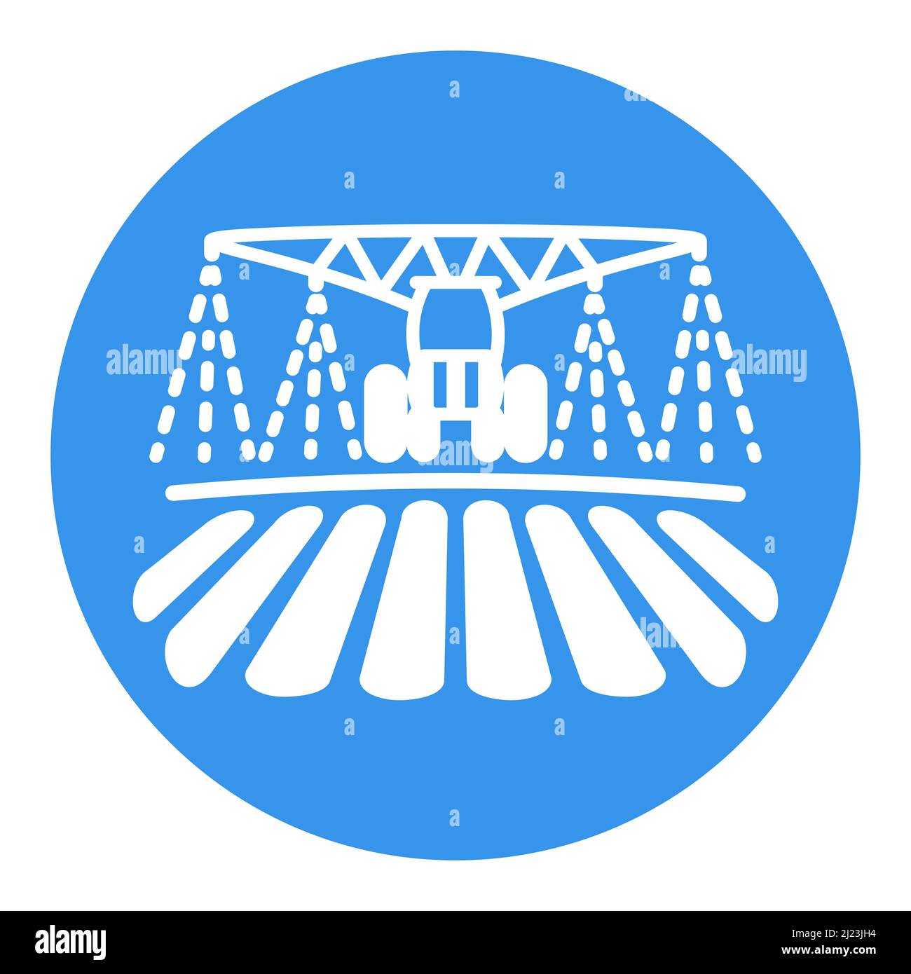 Tractor watering, soil and fertilizing field flat glyph icon ...