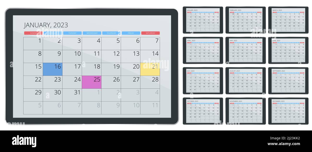 Calendar Planner For 2023. Calendar Template For 2023. Corporate And Business  Calendar. Stationery Design Print Template. Week Starts On Sunday Stock  Vector Image & Art - Alamy