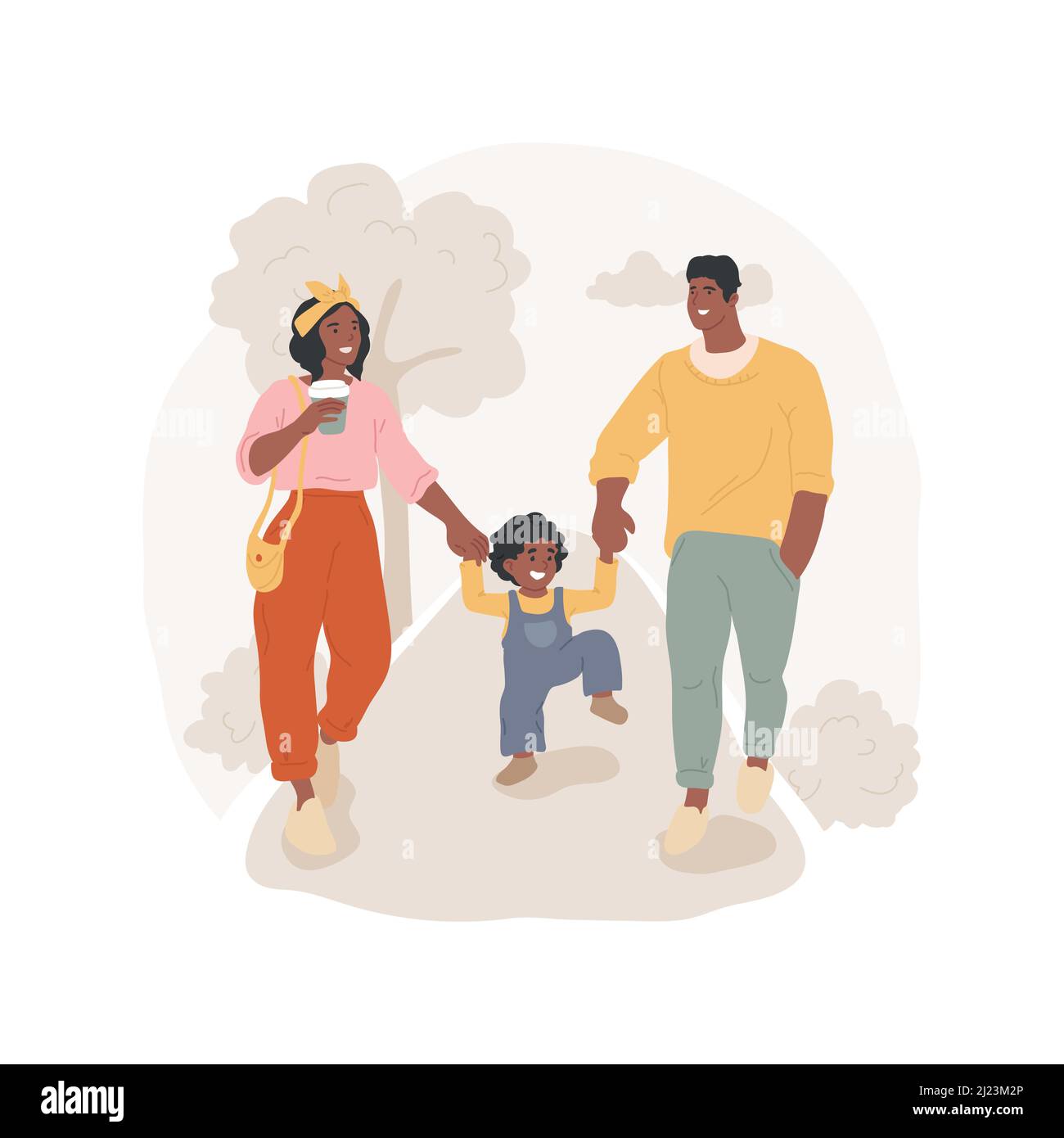 Weekend with kids isolated cartoon vector illustration. Family walking in  the park, parents hold child hands, lifting him up, spending weekend with  kids, leisure time outdoors vector cartoon Stock Vector Image &