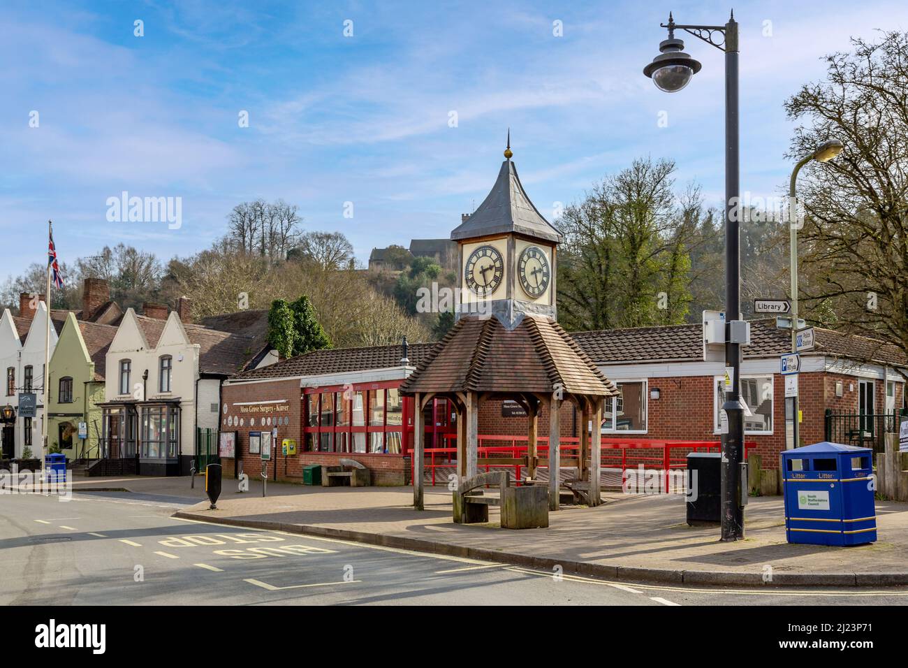 High Street shopping in Kinver, Staffordshire, England. Stock Photo