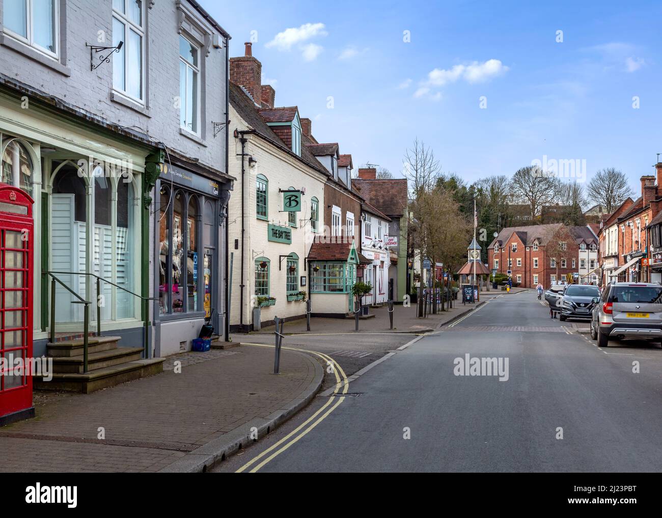 High Street shopping in Kinver, Staffordshire, England. Stock Photo