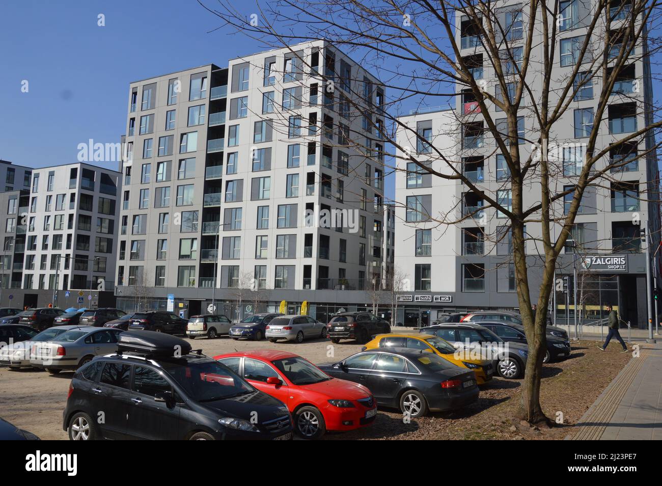 New housing complex in Vilnius, Lithuania - March 2022. Stock Photo