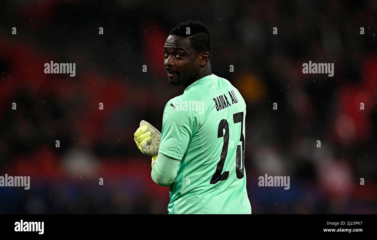 London, UK. 29th Mar, 2022. Badra Ali Sangare (Ivory Coast, goalkeeper) during the International Friendly match between England and Ivory Coast at Wembley Stadium on March 29th 2022 in London, England. (Photo by Garry Bowden/phcimages.com) Credit: PHC Images/Alamy Live News Stock Photo