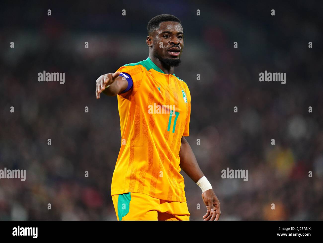 Ivory Coast captain Serge Aurier during the international friendly match at Wembley Stadium, London. Picture date: Tuesday March 29, 2022. Stock Photo