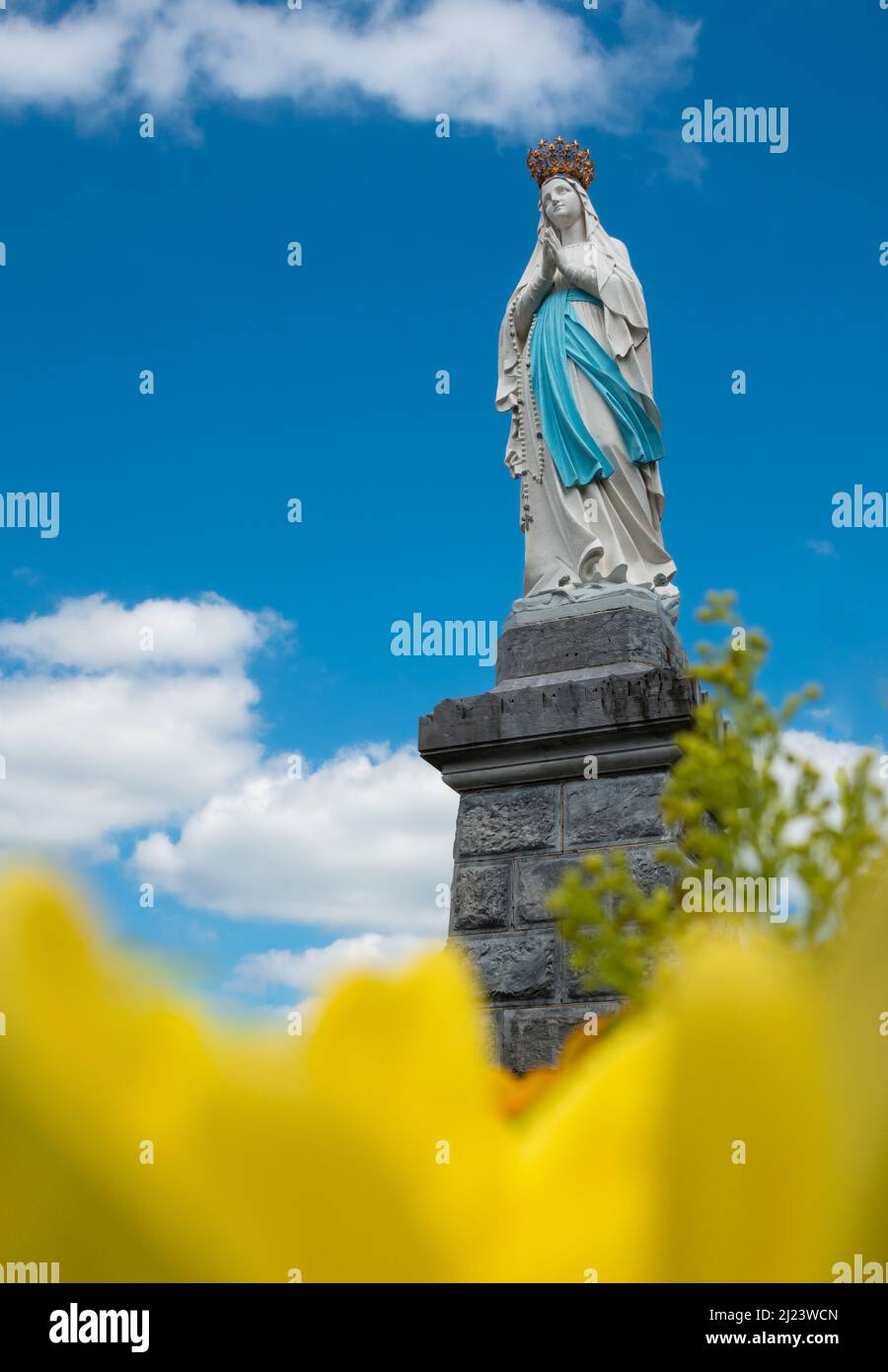 Lourdes, France - August 28, 2021: A statue of the holy Virgin Mary - our lady of Lourdes Stock Photo