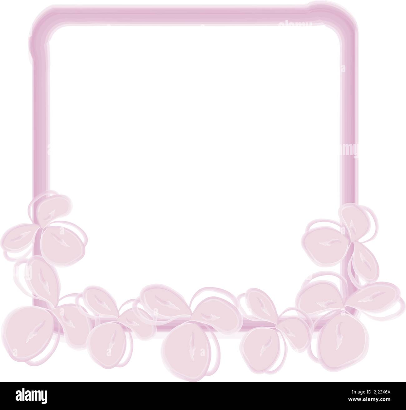 Frame template in soft pink color with watercolor flowers. Great for poster, postcard, congratulations. Vector illustration Stock Vector