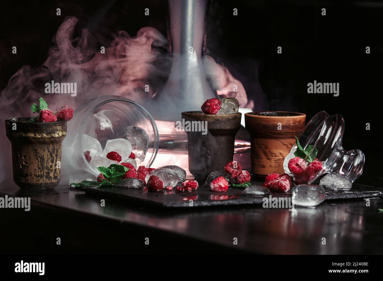 smoky berry hookah with ice Stock Photo