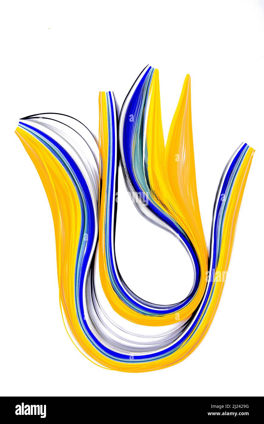 abstract wavy concept of support palm hand in blue and yellow Stock ...