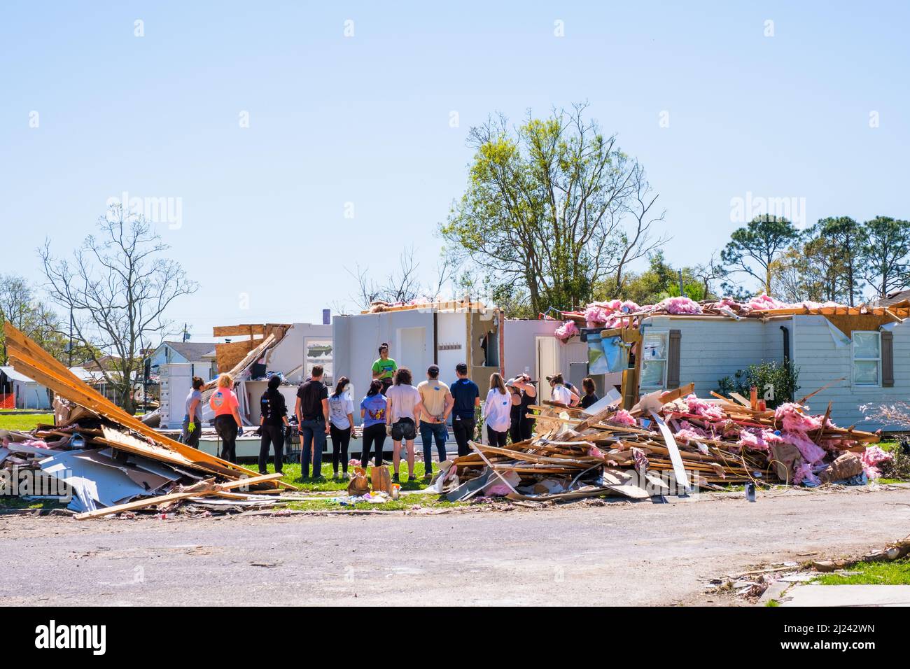 ARABI, LA, USA MARCH 26, 2022 Volunteers gathered to clean up