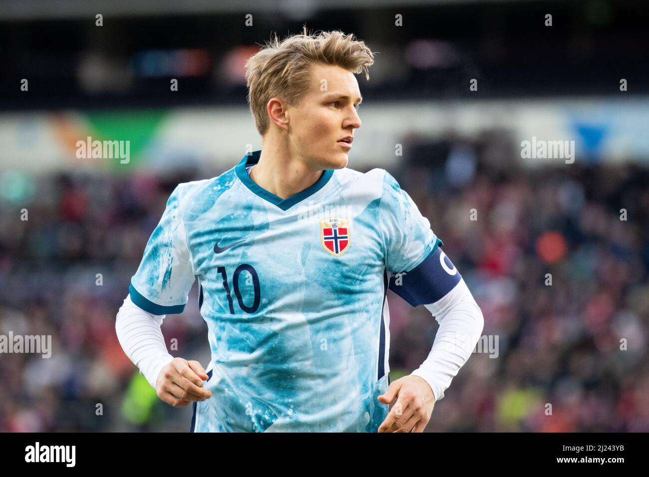 Oslo, Norway. 29th Mar, 2022. Martin Odegaard (10) of Norway seen