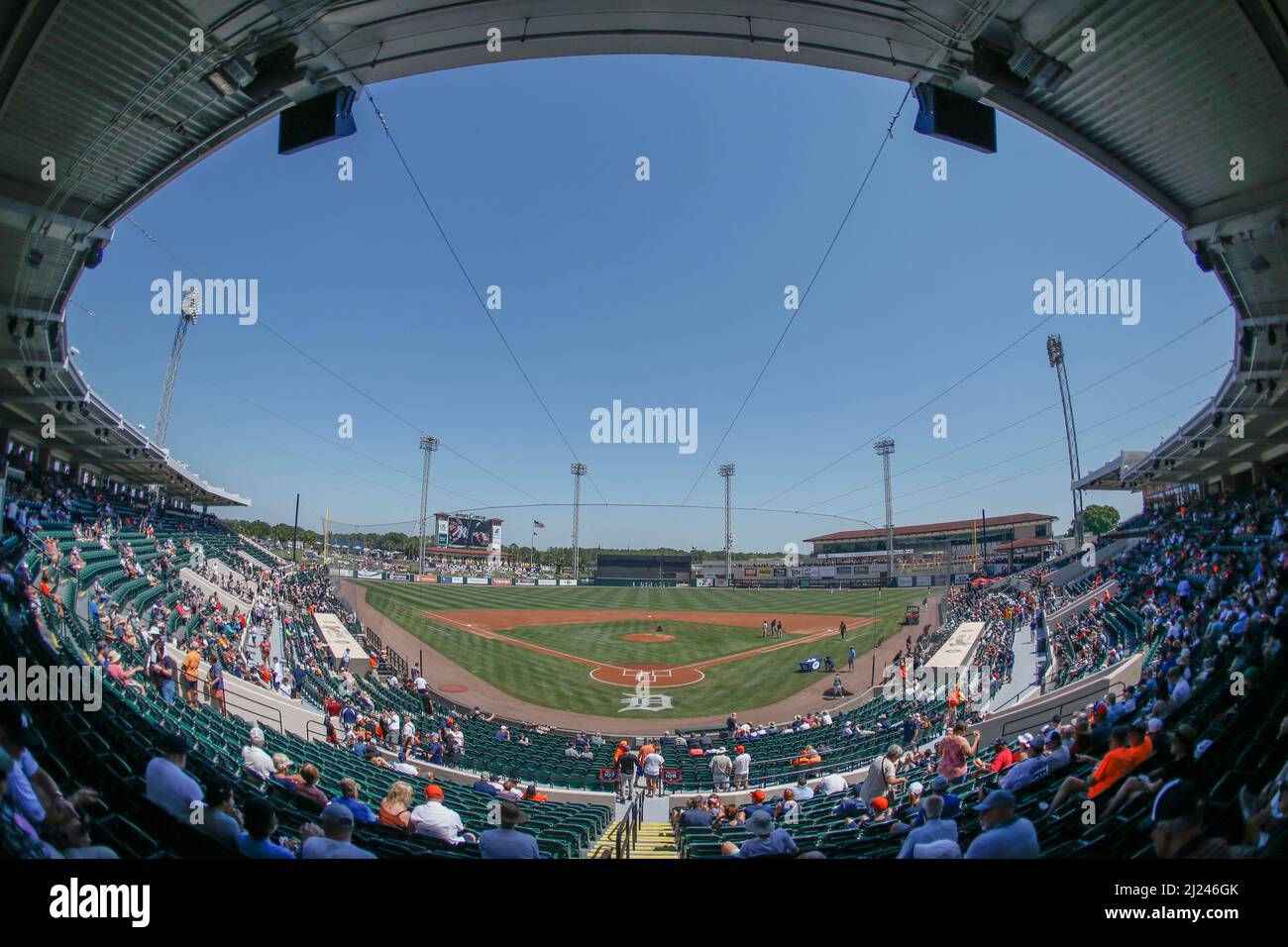 Lakeland, FL USA:  A general view of the stadium during a spring training Baseball game between the Detroit Tigers and the New York Yankees, Monday, March 28, 2022, at Publix Field. The Yankees beat the Tigers 11-7. (Kim Hukari/Image of Sport) Stock Photo