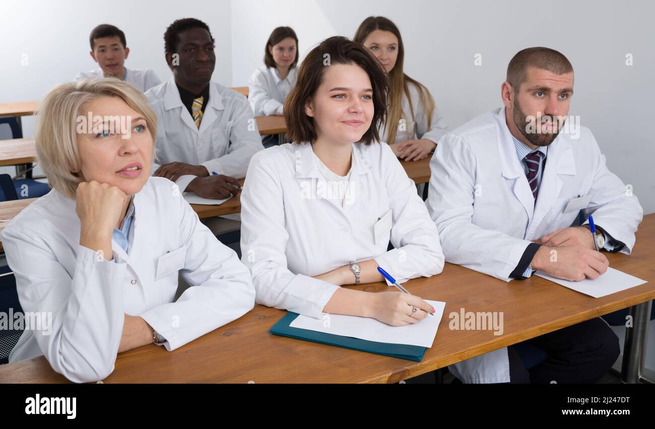 Group of physicians during seminar Stock Photo