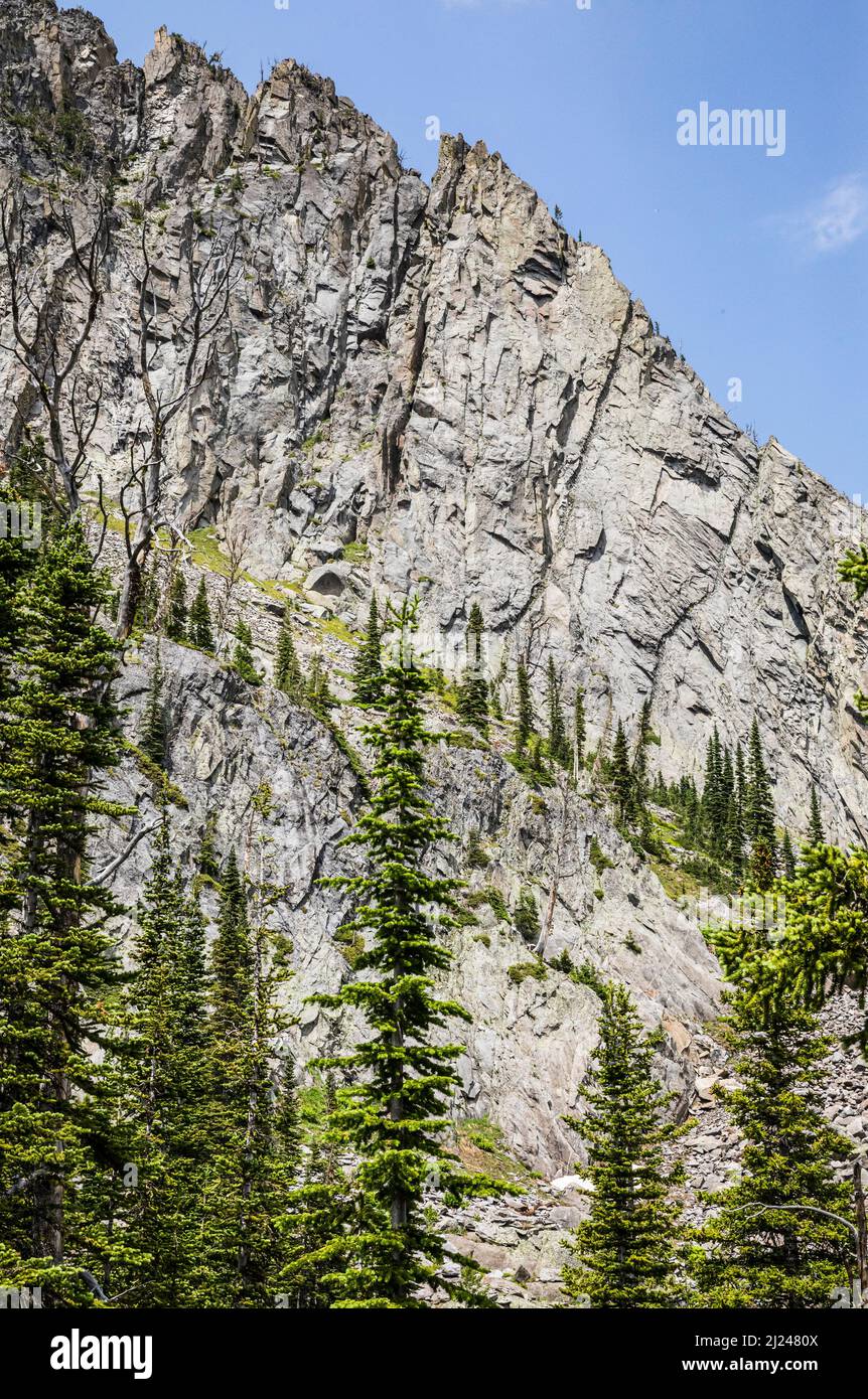 Mountain detail above Big Timber Creek trail in the Crazy Mountain