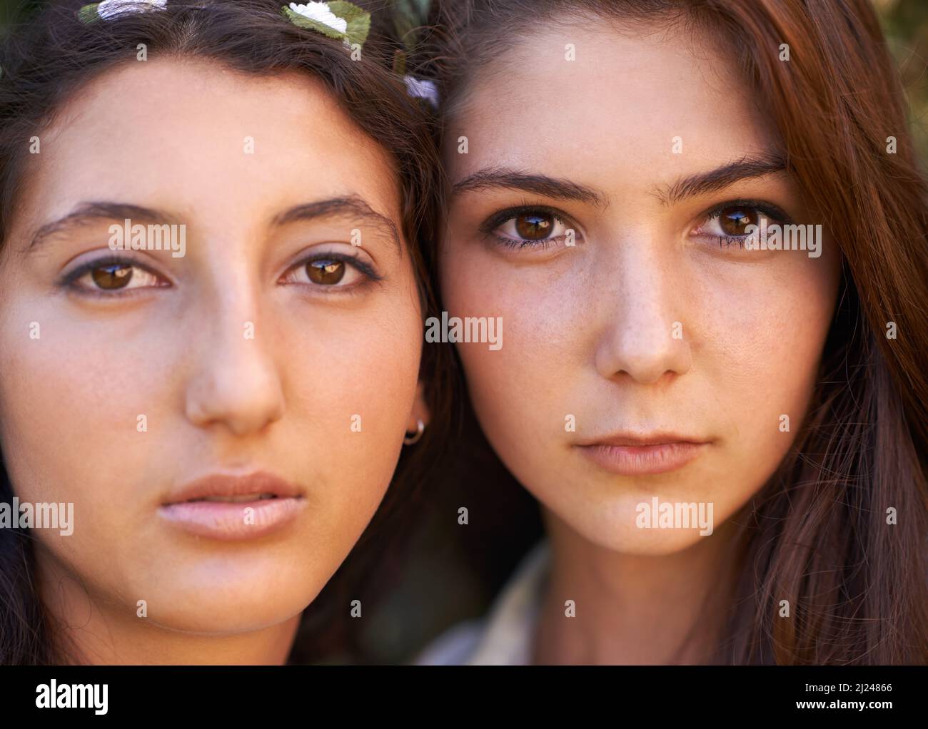 Dont be fooled by your emptiness because theres so much room for happiness. Closeup shot of two young friends spending time together. Stock Photo