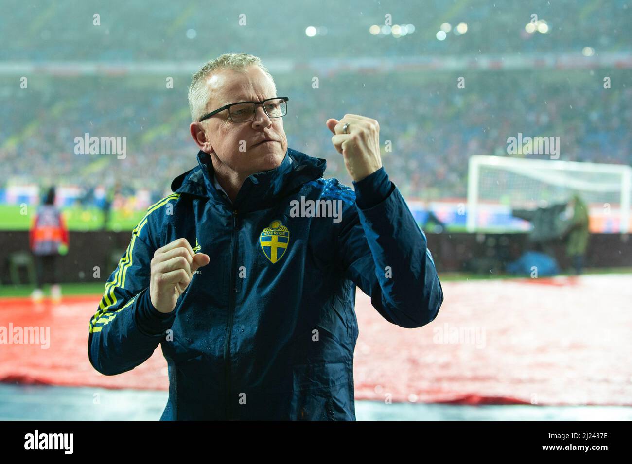 Chorzow, Poland. 30th Mar, 2022. The Swedish Coach Janne Andersson before the FIFA World Cup Qatar 2022 Qualifier Play-Off Final match between Poland and Sweden at Silesian Stadium in Chorzow, Poland on March 29, 2022 (Photo by Andrew SURMA/ Credit: Sipa USA/Alamy Live News Stock Photo