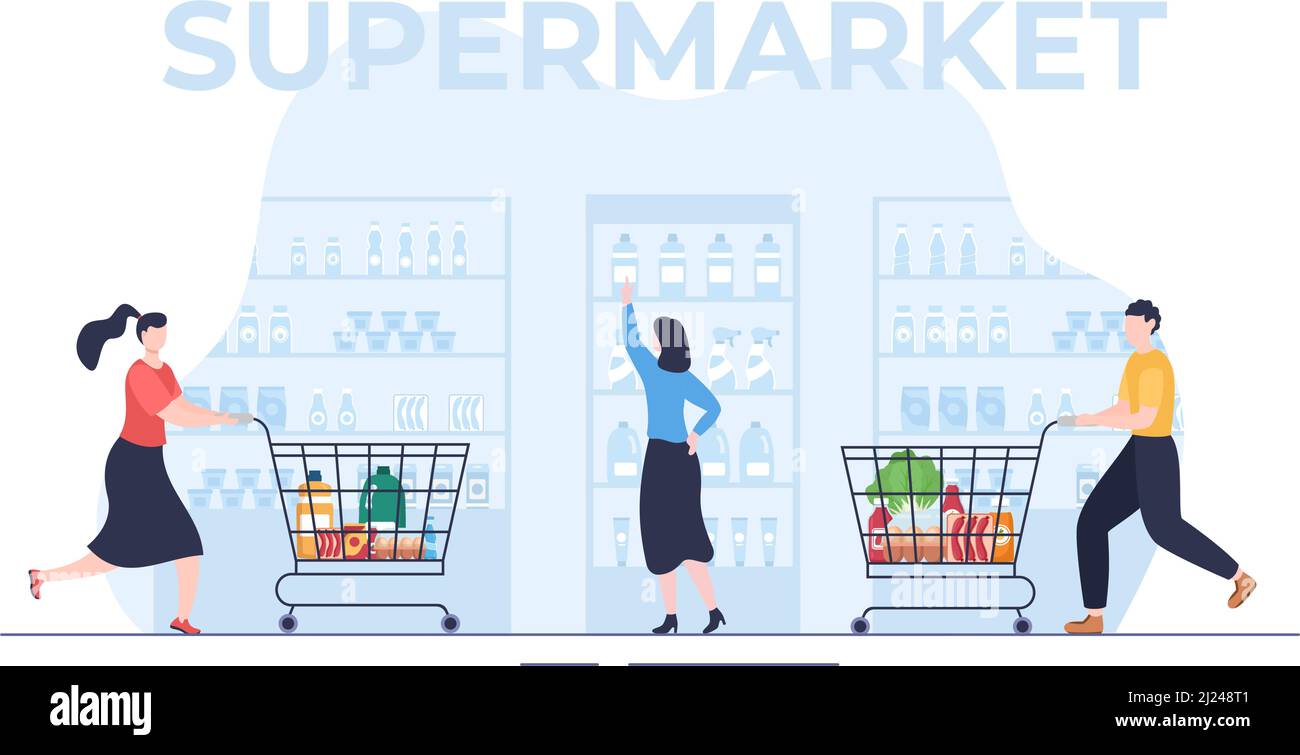 Supermarket with Shelves, Grocery Items and Full Shopping Cart, Retail, Products and Consumers in Flat Cartoon Background Illustration Stock Vector Image & Art - Alamy Supermarket with Shelves, Grocery Items and Full Shopping Cart, Retail, Products and Consumers in Flat Cartoon Background Illustration Stock Vector Image & Art - Alamy