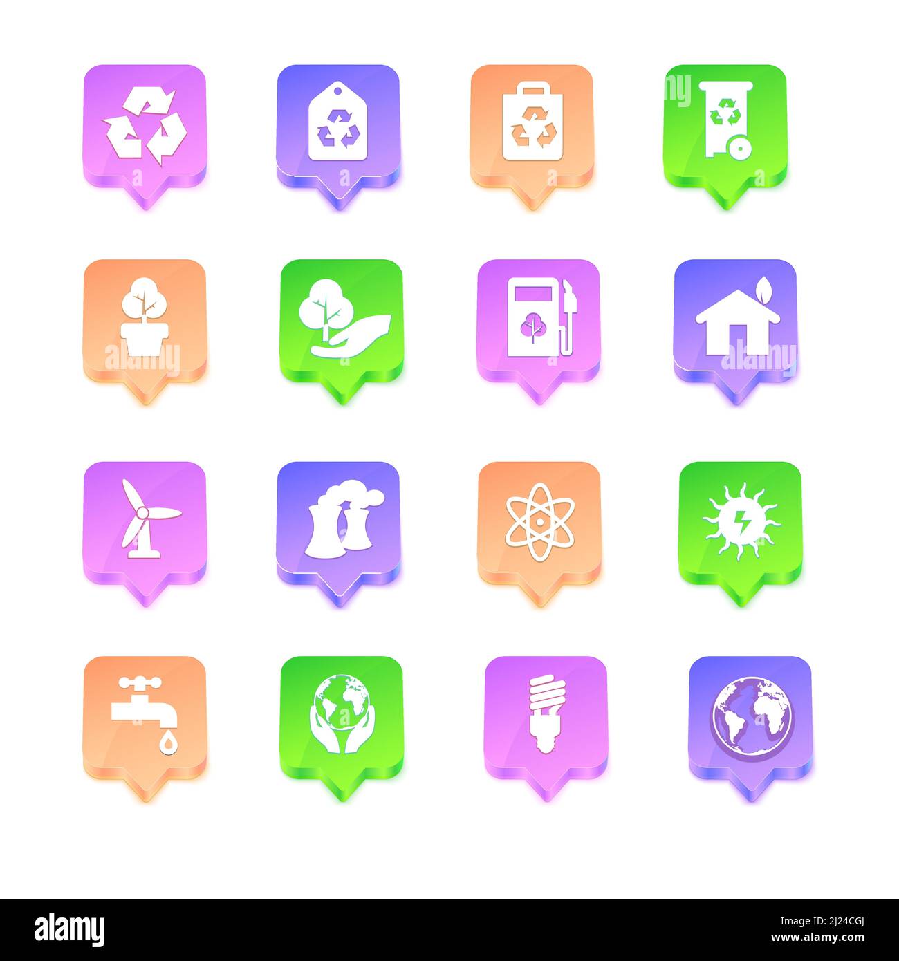 Set of ecological icons. Stock Vector