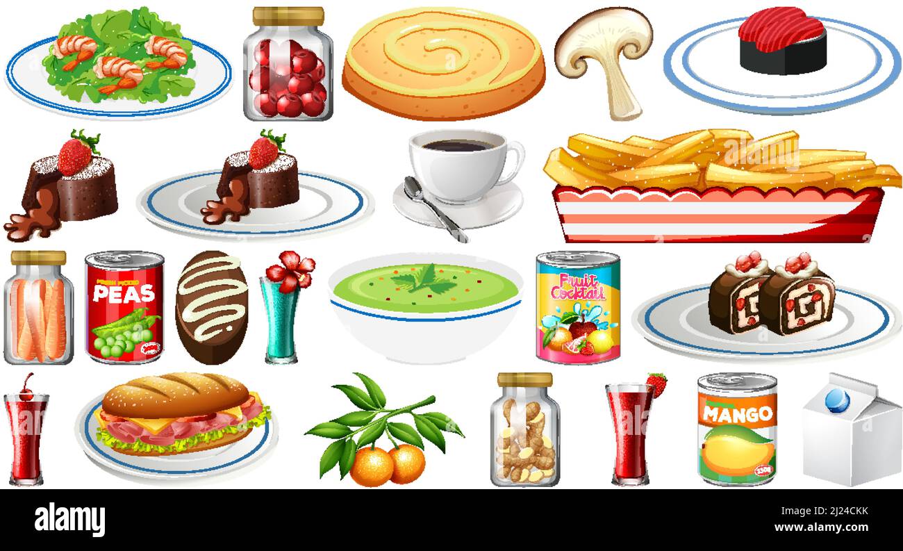 Set of different foods illustration Stock Vector Image & Art - Alamy