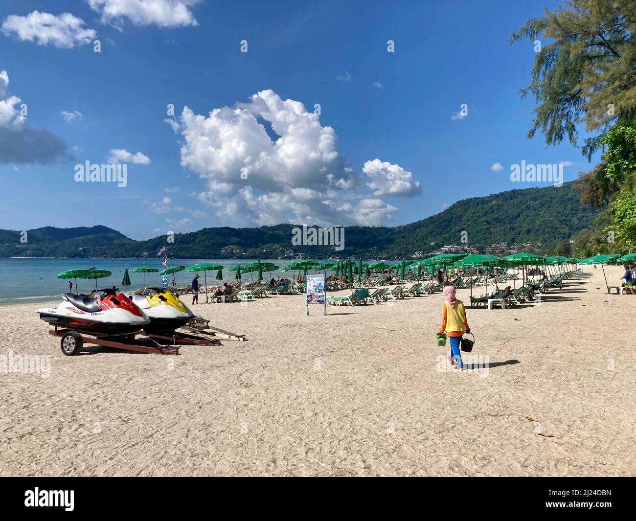 Patong, Thailand. 15th Mar, 2022. The beach of Patong. Due to the complicated entry regulations, tourism in Thailand is only slowly picking up again. (to dpa: 'Angkor and Co.: What Southeast Asia vacationers must pay attention to because of Corona') Credit: Carola Frentzen/dpa/Alamy Live News Stock Photo
