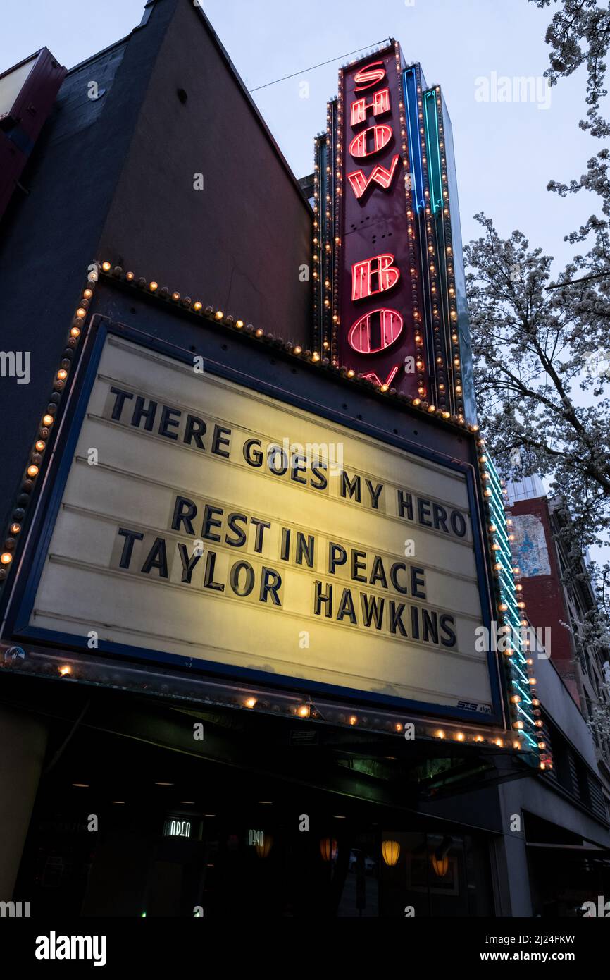 Seattle, USA. 26th Mar, 2022. Show Box Tribute to the late Foo Fighter Drummer Taylor Hawkins. Stock Photo