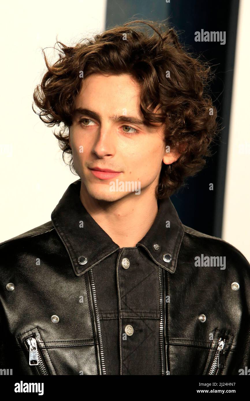 March 27, 2022, Beverly Hills, CA, USA: LOS ANGELES - MAR 27: Timothee  Chalamet at the Vanity Fair Oscar Party at Wallis Annenberg Center for the  Performing Arts on March 27, 2022