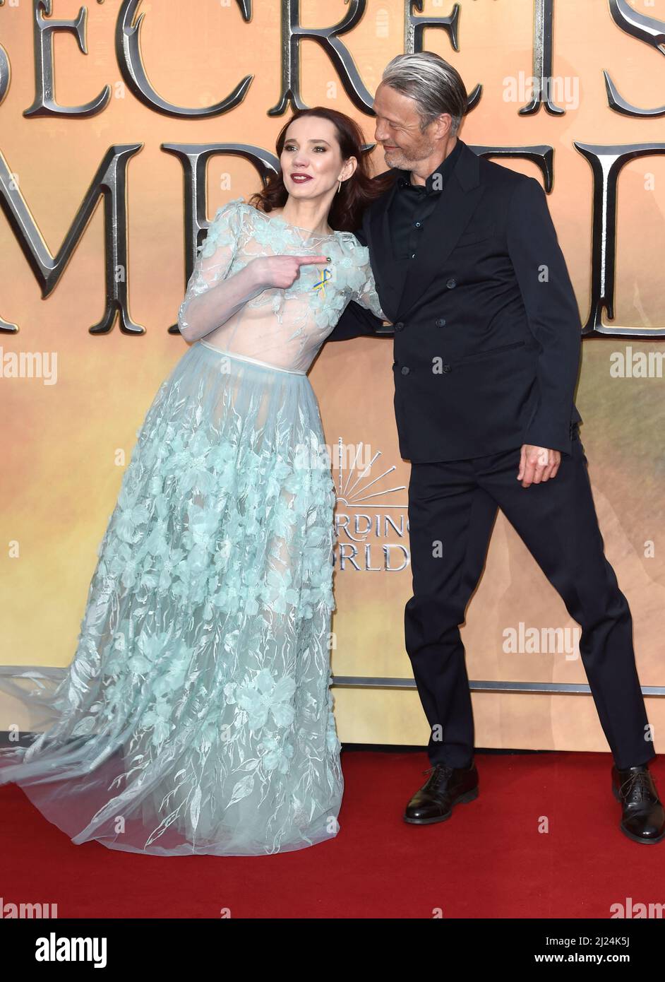 London, UK. 29th Mar, 2022. Maja Bloom and Mads Mikkelsen at the