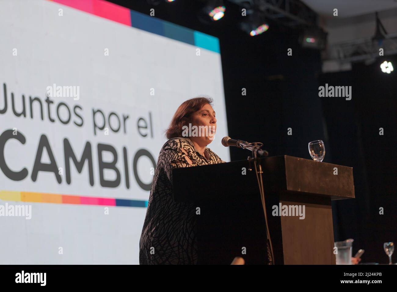 Buenos Aires, Argentina, 29th March 2022. The political coalition Juntos por el Cambio held a Seminar on the fight against drug trafficking. Paula Oliveto (Coalición Cívica), speaking on the topic of the fight against drug trafficking. Credit image: Esteban Osorio/Alamy Live News Stock Photo