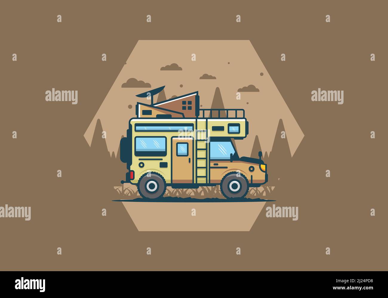 camping with car flat illustration design Stock Vector Image & Art - Alamy