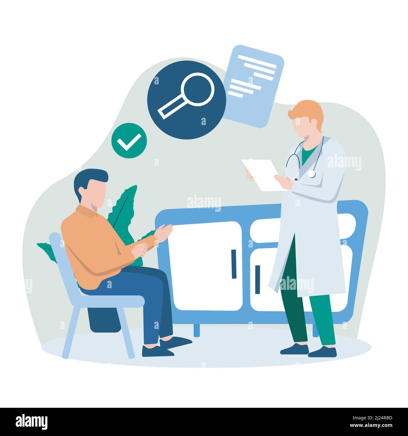 Patient Visit Doctor for Medical Health Consultation Flat Illustration Stock Vector
