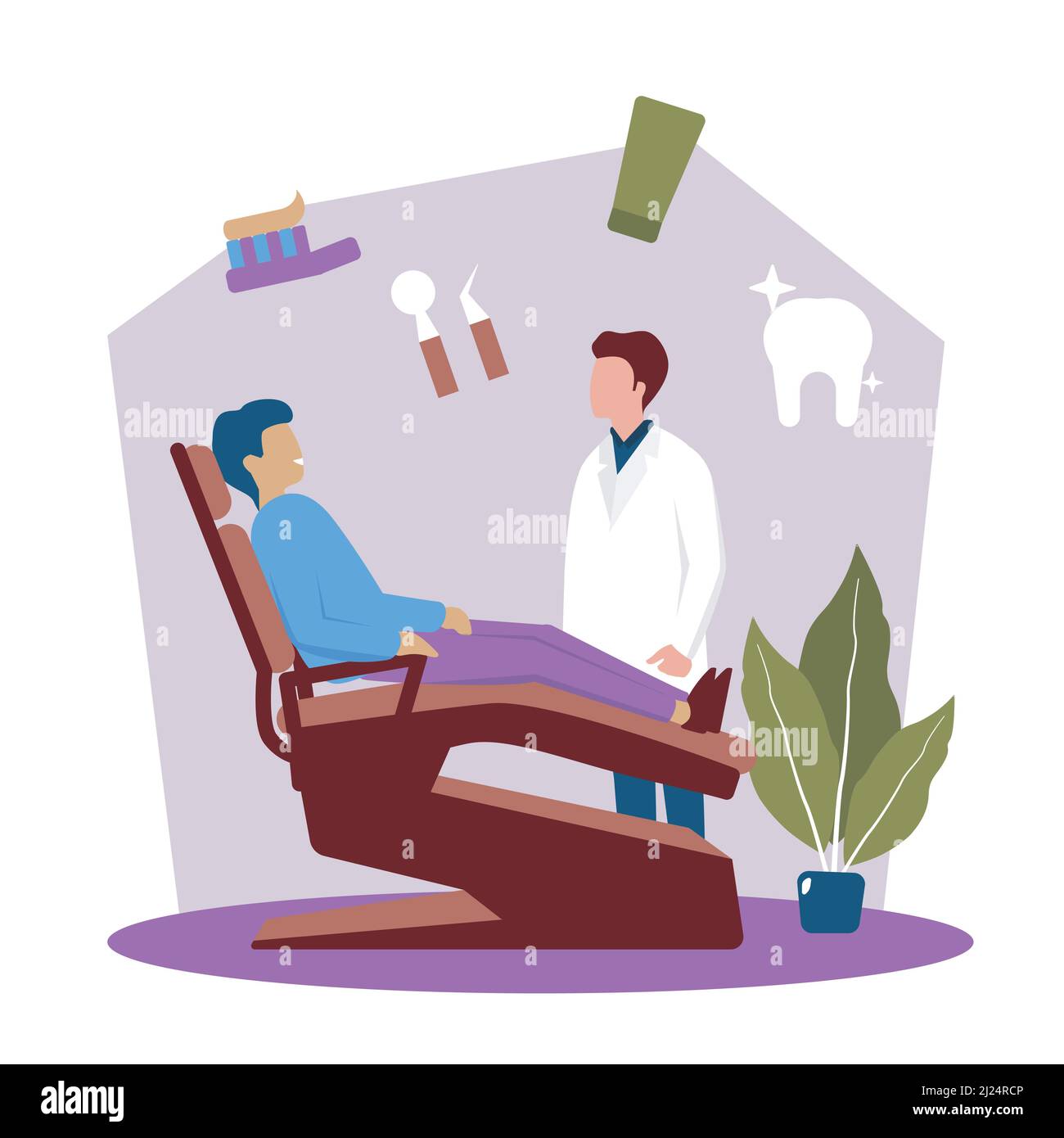 Dentist Tooth Doctor Dental Health Care Flat Illustration Stock Vector