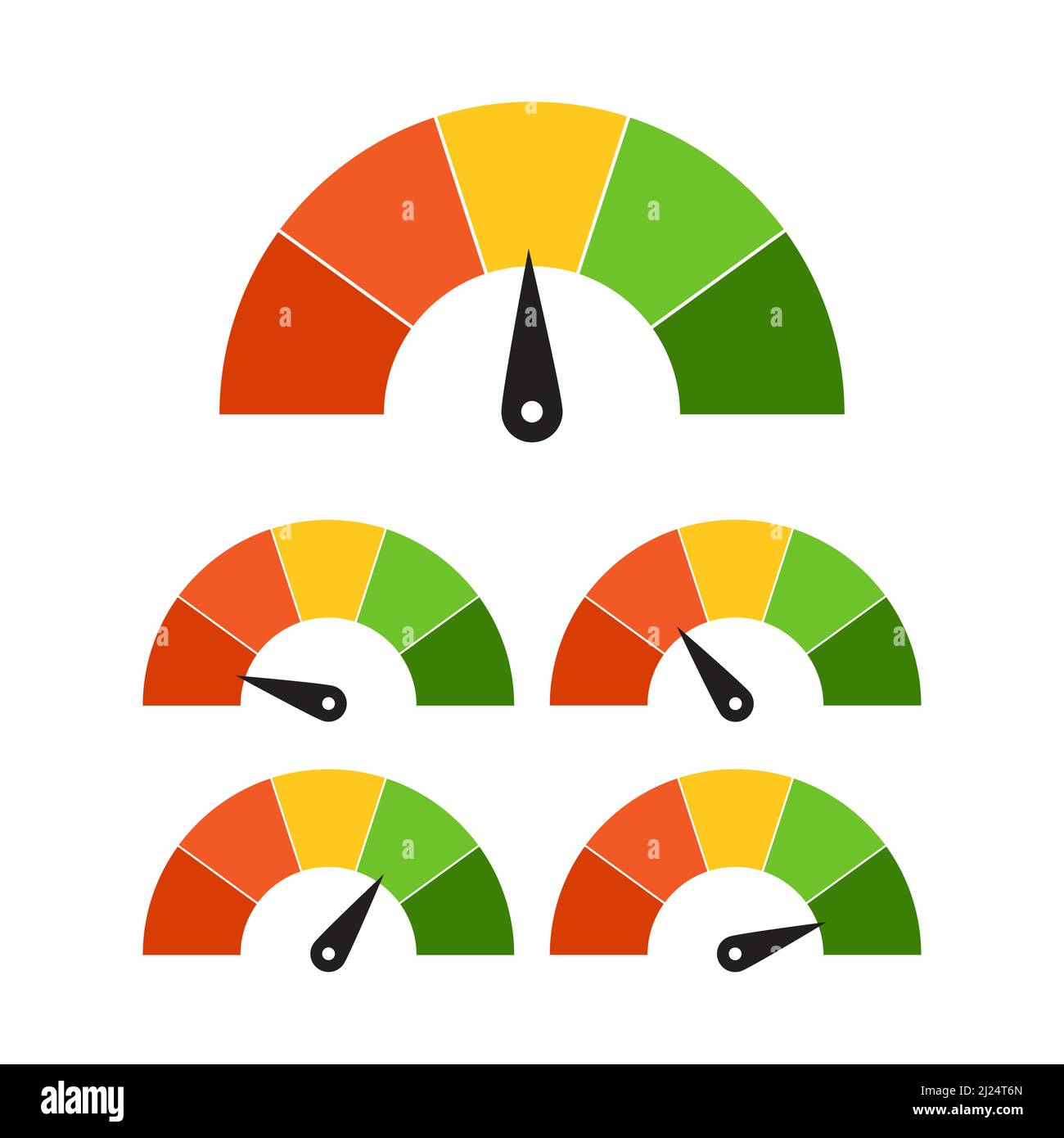 speedometer 5 different position icon vector for graphic design, logo, website, social media, mobile app, UI Stock Vector