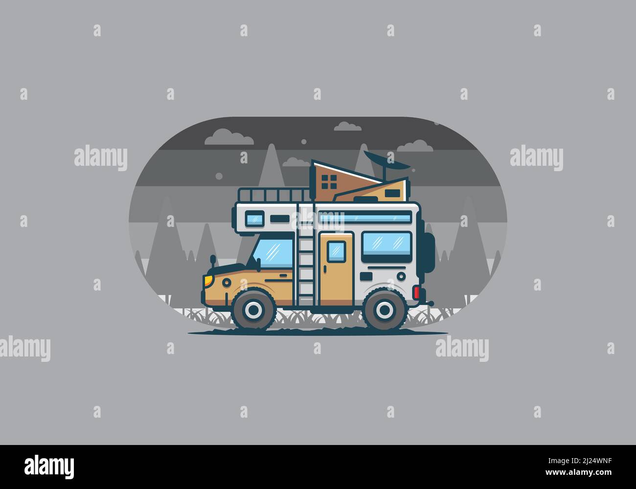 Strong big camper van camping illustration design Stock Vector Image ...