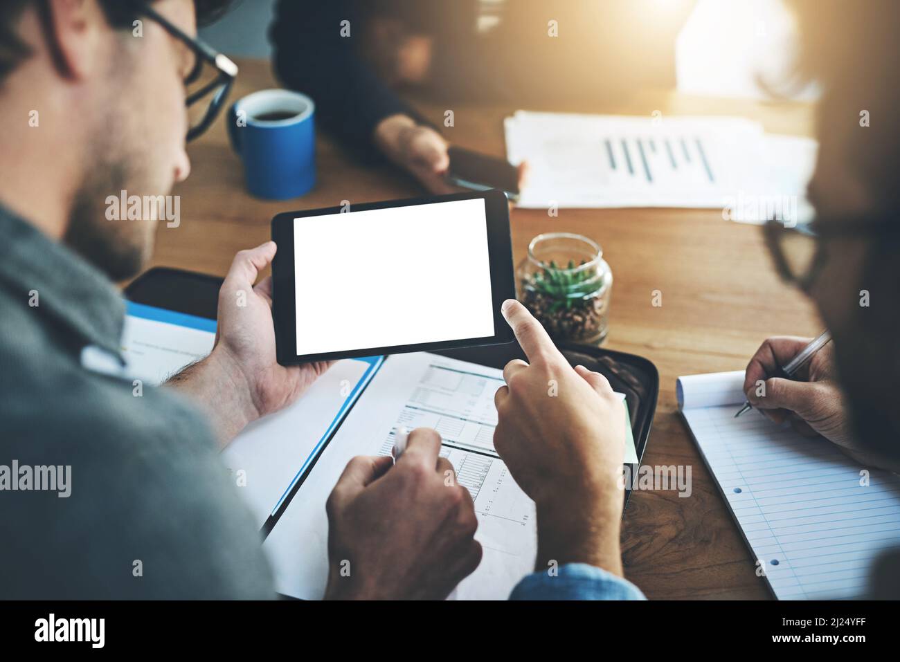 Business team collaborating table digital hi-res stock photography and ...