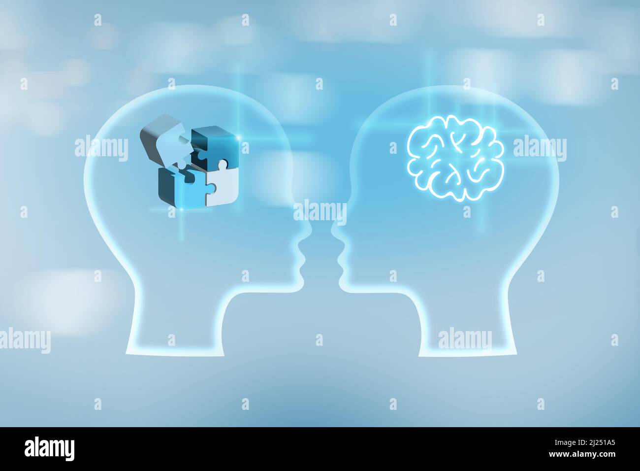 Doctor working mental health day brain jigsaw puzzle pieces of a head
