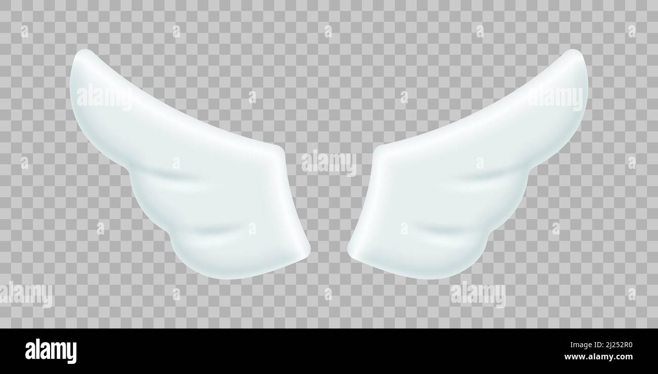 3d white two angel wings vector illustration. Abstract freedom symbol ...