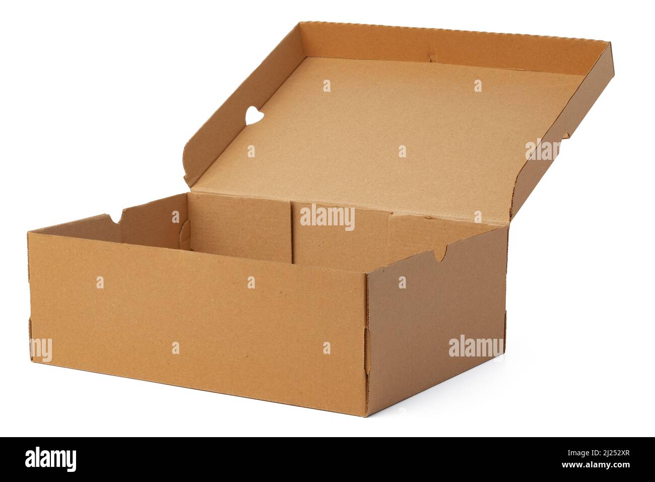 Open brown cardboard box isolated on white Stock Photo - Alamy