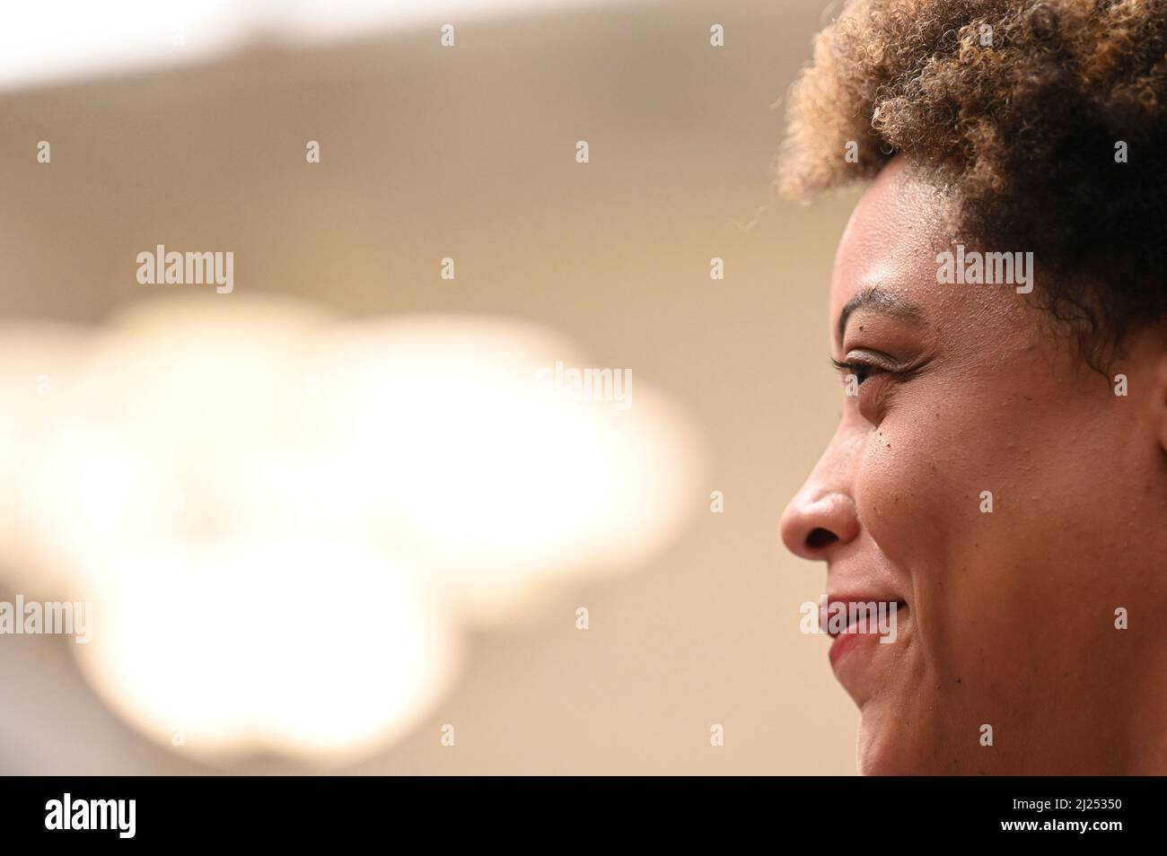 Shalanda Young, the Director of the Office of Management and Budget (OMB) smiles during a budget hearing to discuss US President Joe Biden’s budget for fiscal Year 2023 in Washington, DC, USA on March 29, 2022. Photo by Roberto Schmidt/Pool/ABACAPRESS.COM Stock Photo