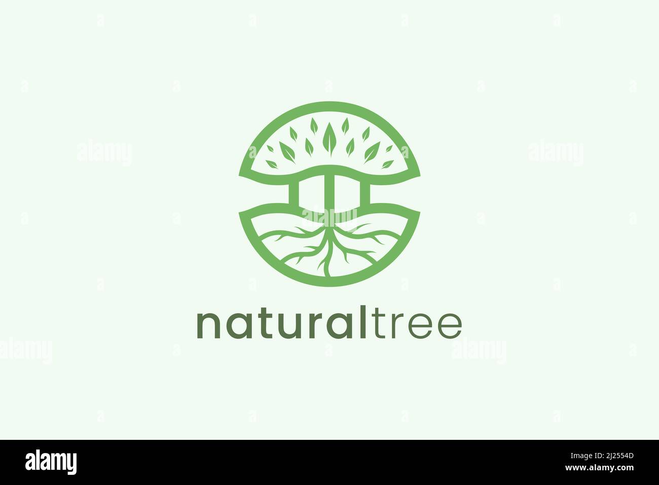 Simple modern tree logo template in circle shape for nature business ...