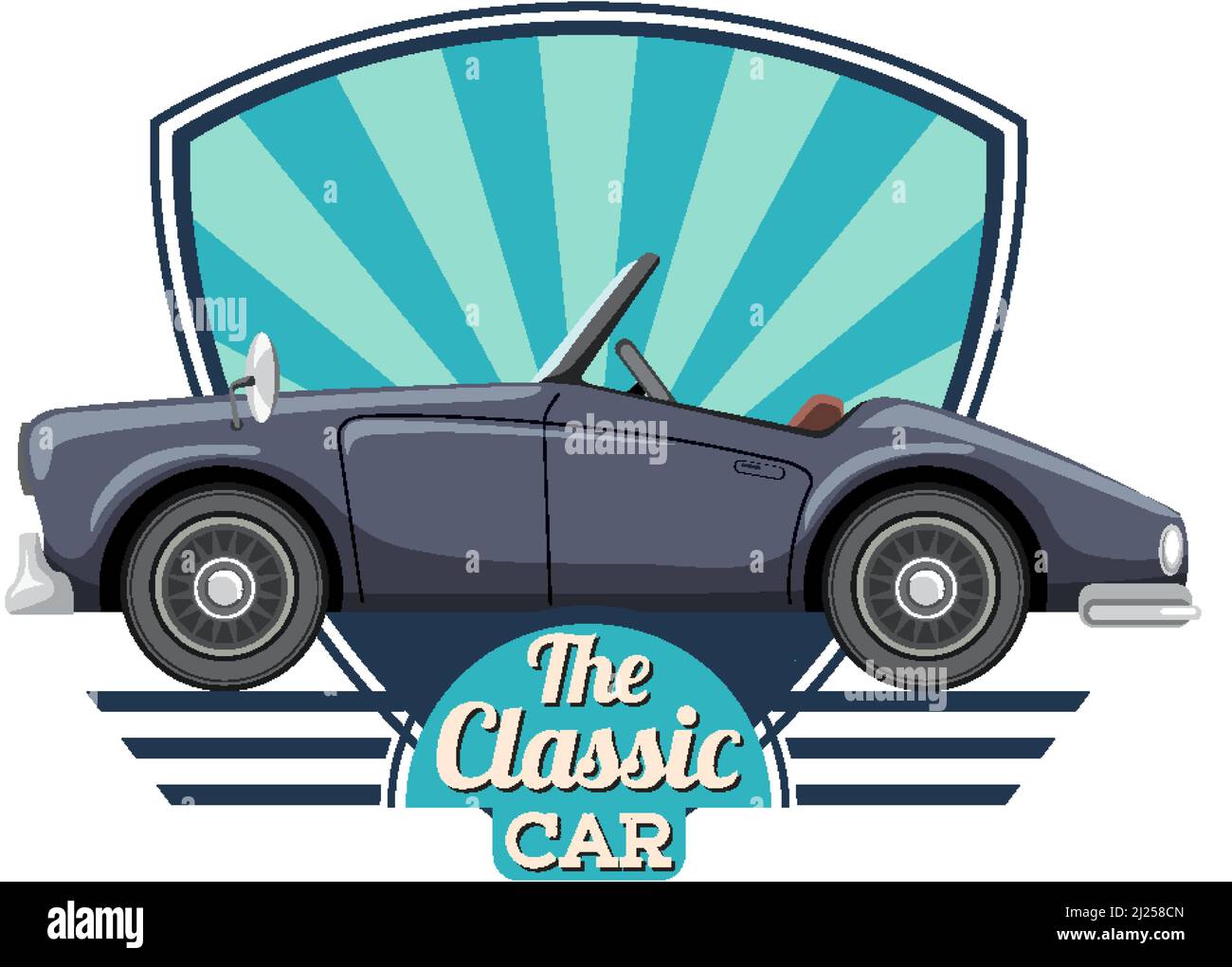 Classic car concept with old car side view illustration Stock Vector ...