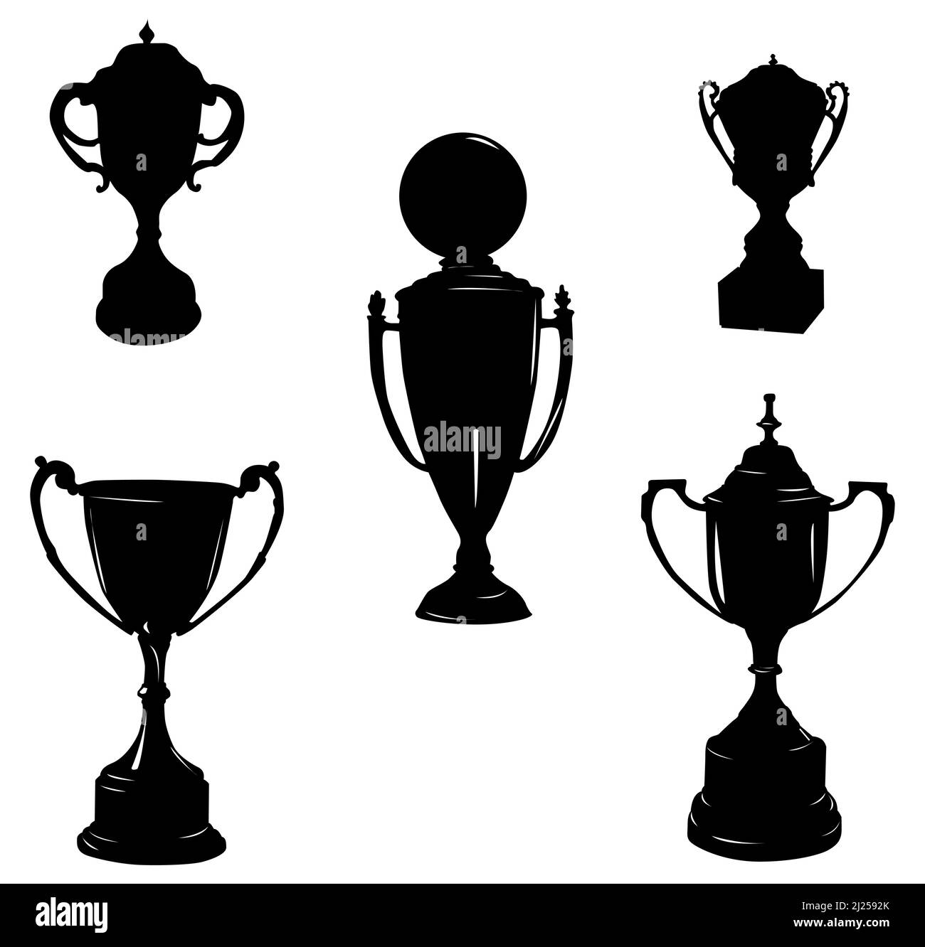 Trophy Icon Set In Black Color Stock Vector