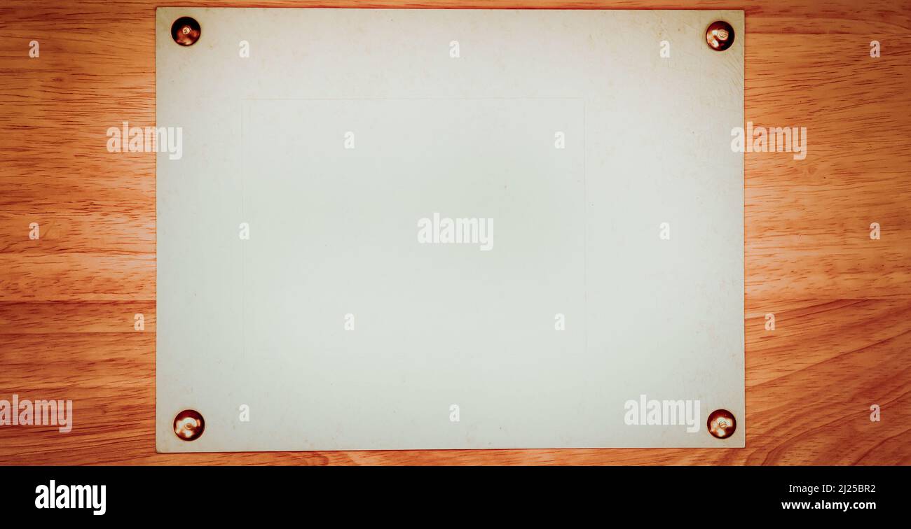 Vintage Notice Board on the Old Wooden Background Stock Photo Alamy