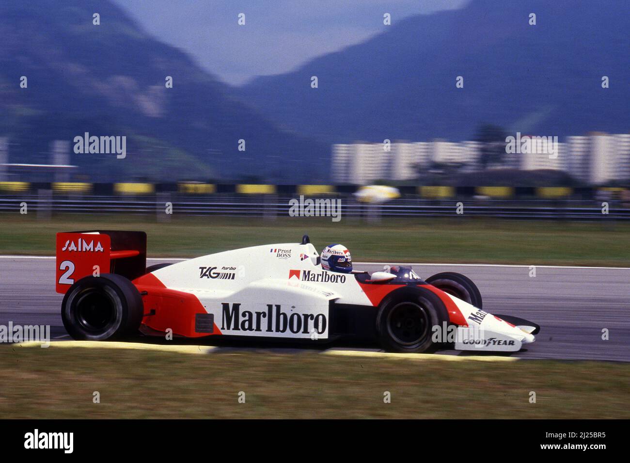 Alain Prost (FRA) McLaren MP4/2B Tag Porsche 1st position Stock Photo -  Alamy