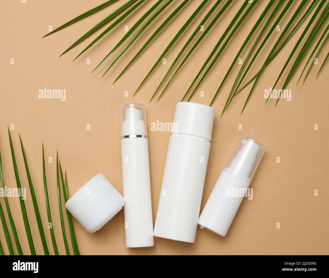 empty white plastic tube, bottle, jar for cosmetics. Packaging for