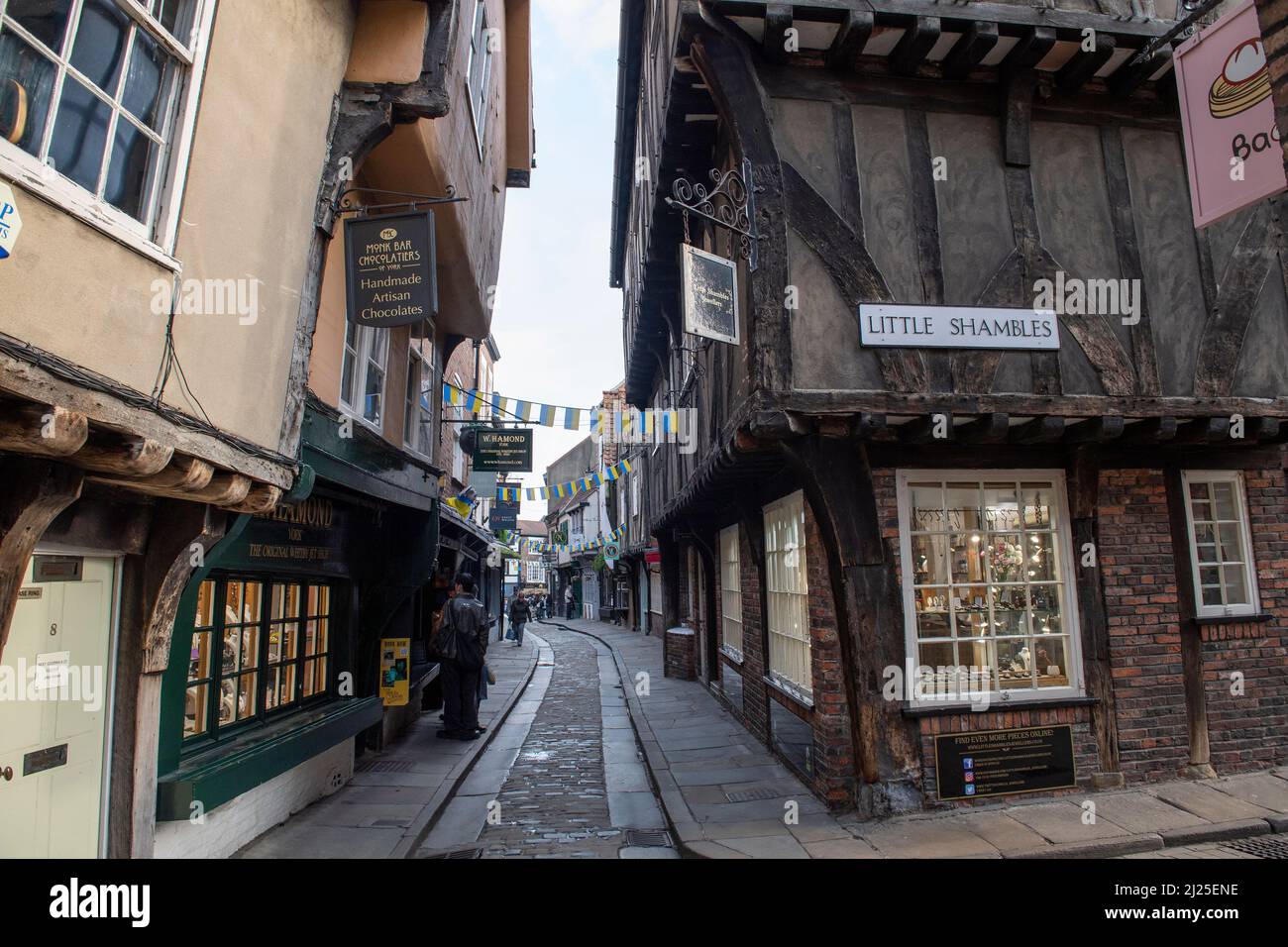The historic Shambles shopping street in York, Yorkshire, UK. Stock Photo