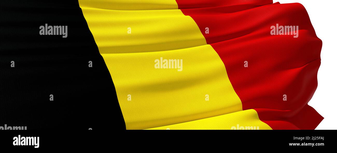 Belgian flag fluttering in the wind - 3D rendering Stock Photo