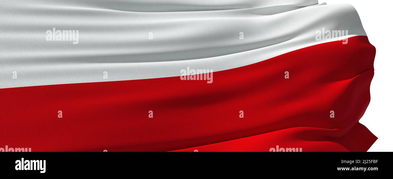 polish flag waving in the wind, close up - 3d rendering Stock Photo