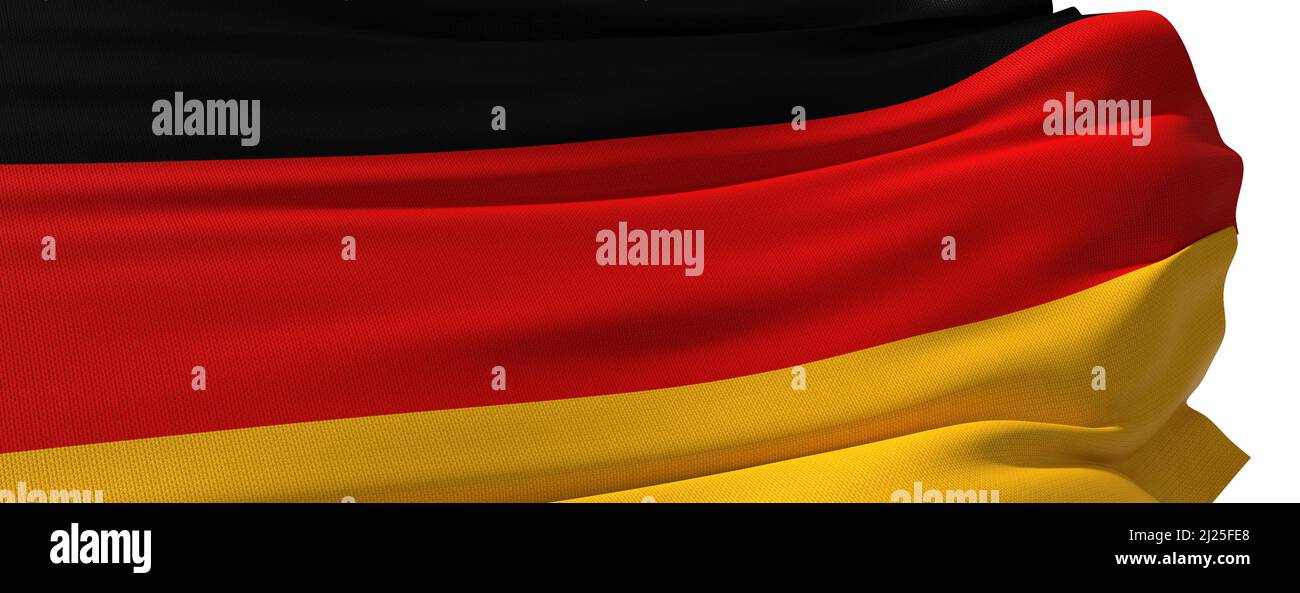 German flag waving - white background - 3D rendering Stock Photo